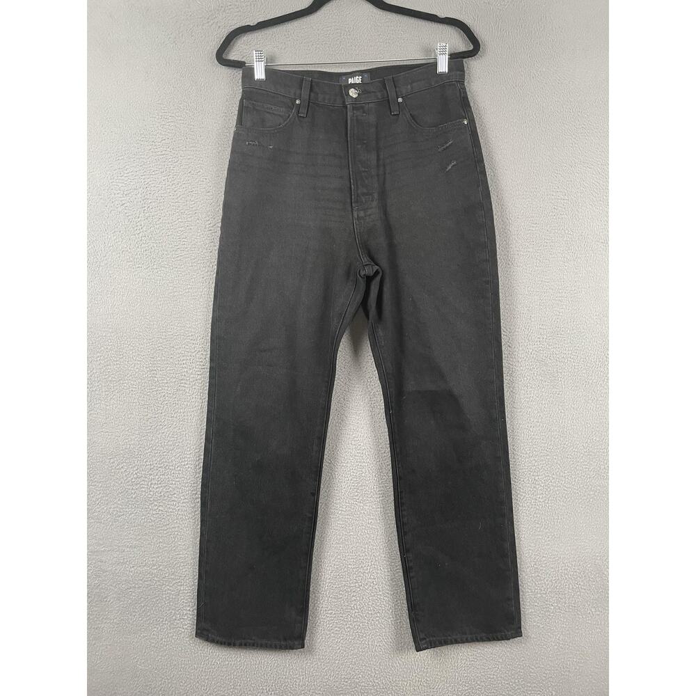 PAIGE Women's Straight Leg Jeans in Washed Black, Sawyer 28